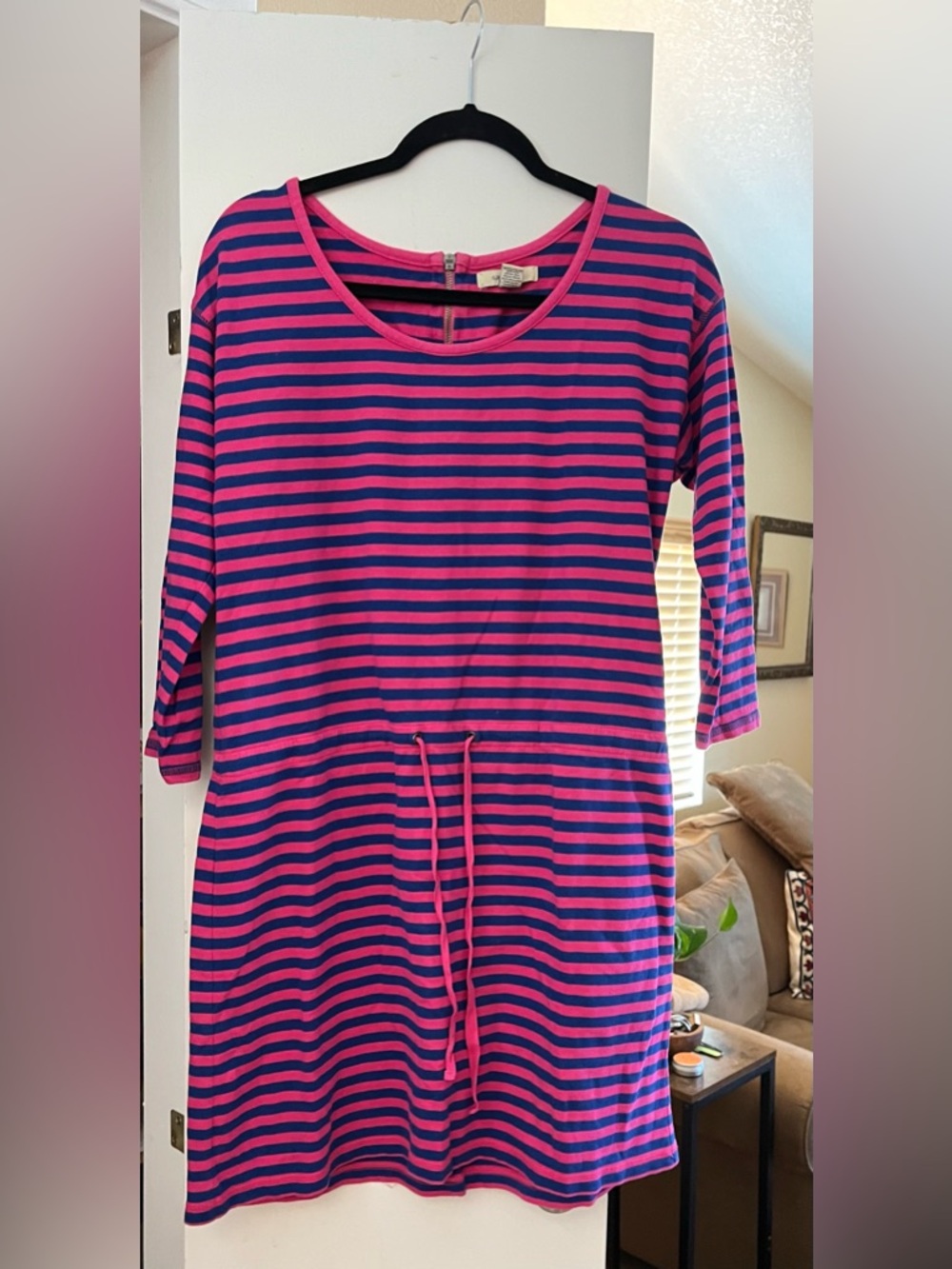 G.H. Bass & Co. 3/4 sleeve striped knit dress size M